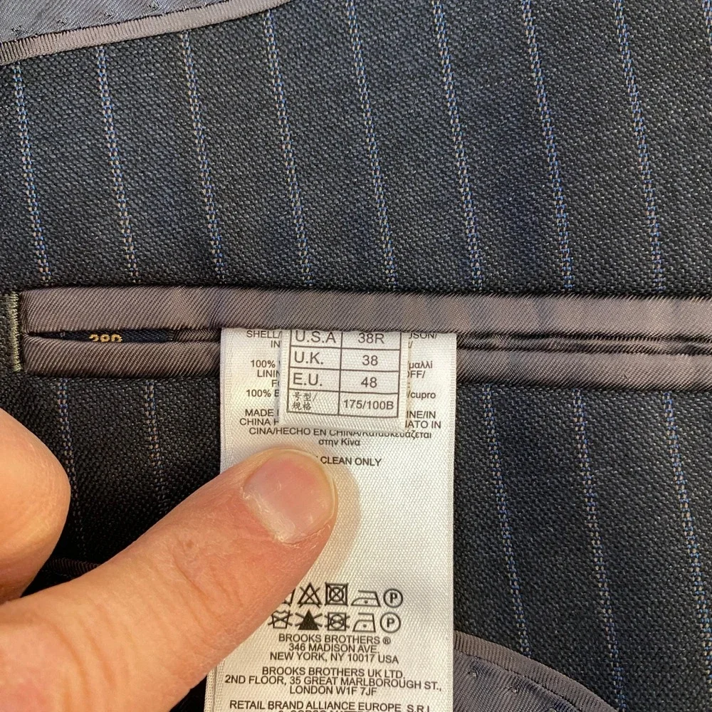 Brooks Brothers Sport Coat Mens 38R Pinstripe 2 Button Blazer Jacket Gray Blue